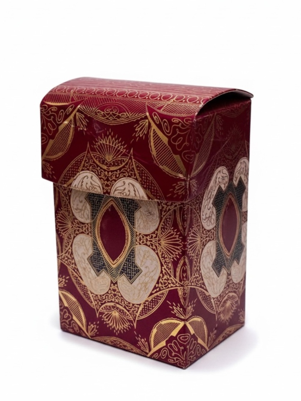 Vintage Handmade Ornate Brocade Metallic Trinket Box Red Gold Cigs Holder Case